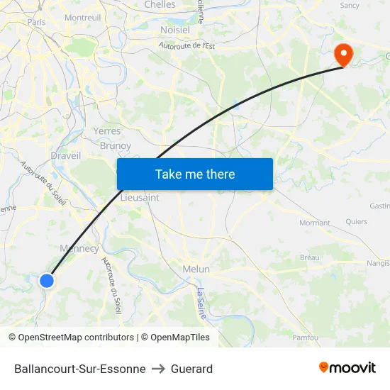 Ballancourt-Sur-Essonne to Guerard map