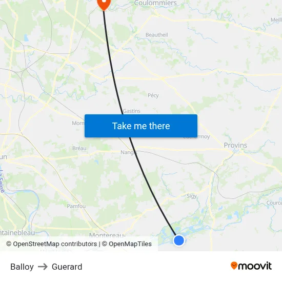 Balloy to Guerard map