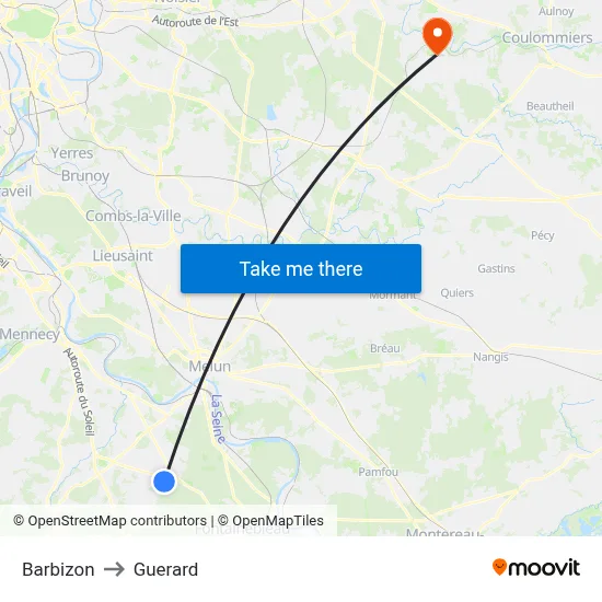 Barbizon to Guerard map