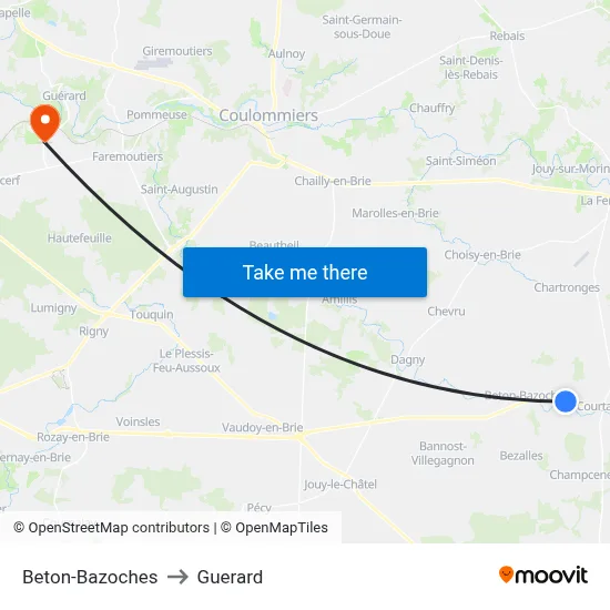 Beton-Bazoches to Guerard map
