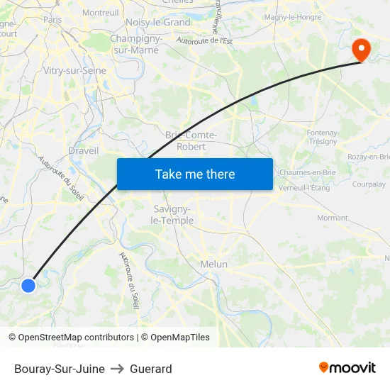 Bouray-Sur-Juine to Guerard map
