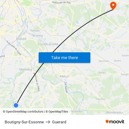 Boutigny-Sur-Essonne to Guerard map