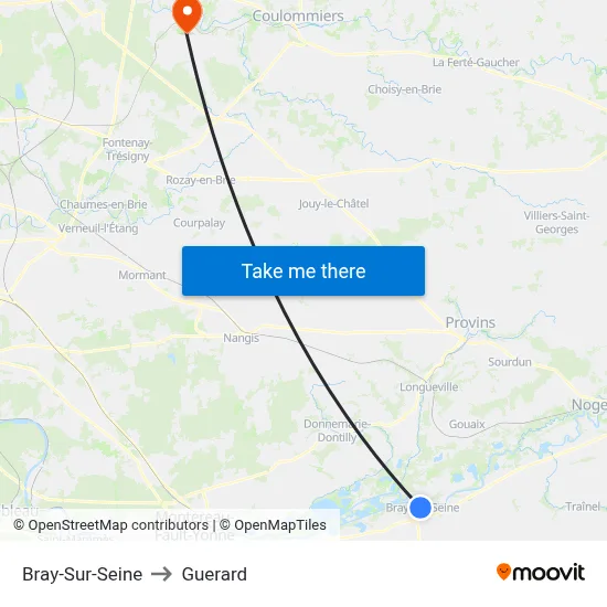 Bray-Sur-Seine to Guerard map