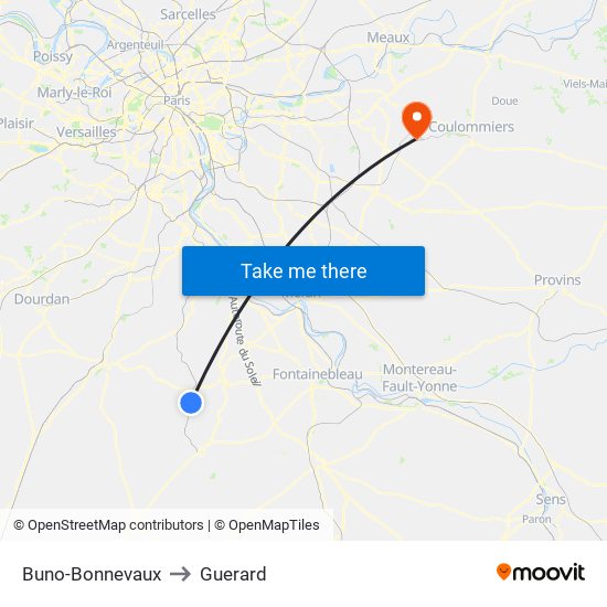 Buno-Bonnevaux to Guerard map