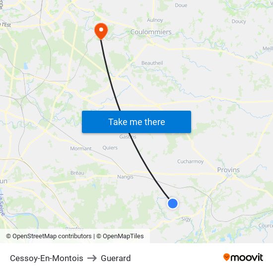 Cessoy-En-Montois to Guerard map