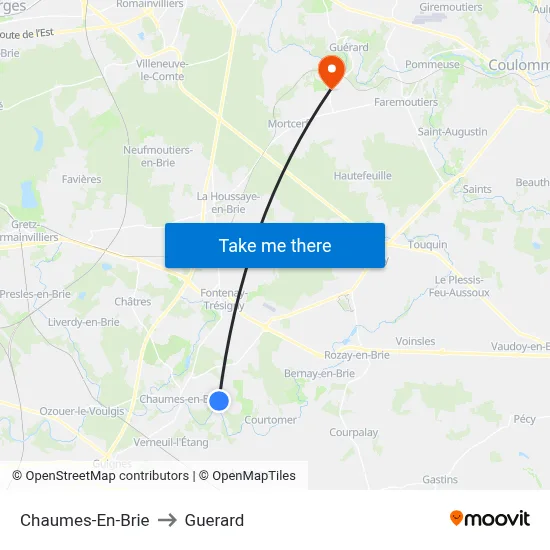 Chaumes-En-Brie to Guerard map