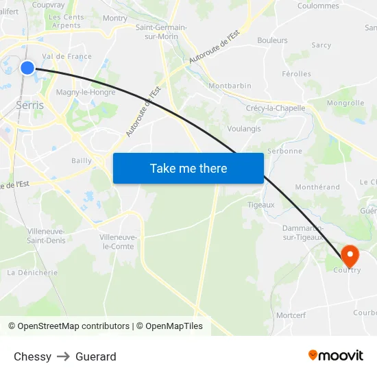 Chessy to Guerard map
