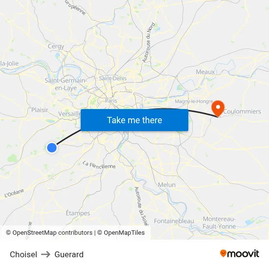 Choisel to Guerard map
