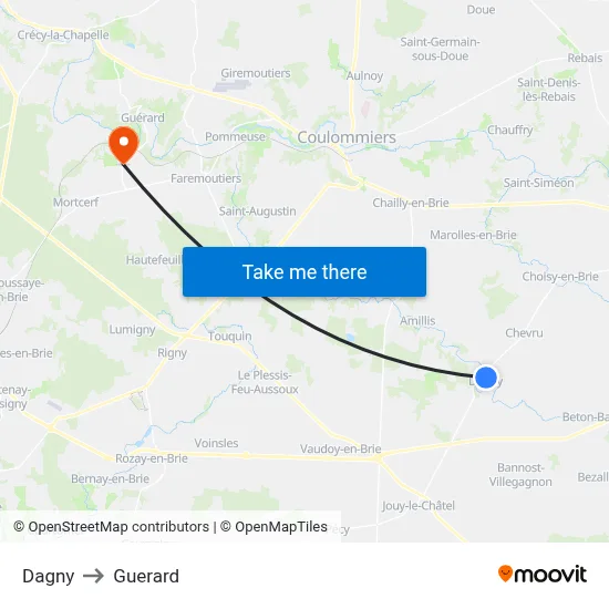 Dagny to Guerard map