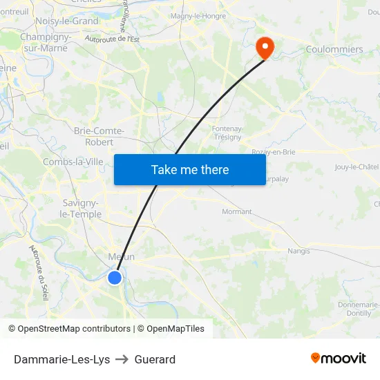Dammarie-Les-Lys to Guerard map
