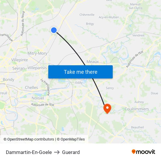 Dammartin-En-Goele to Guerard map