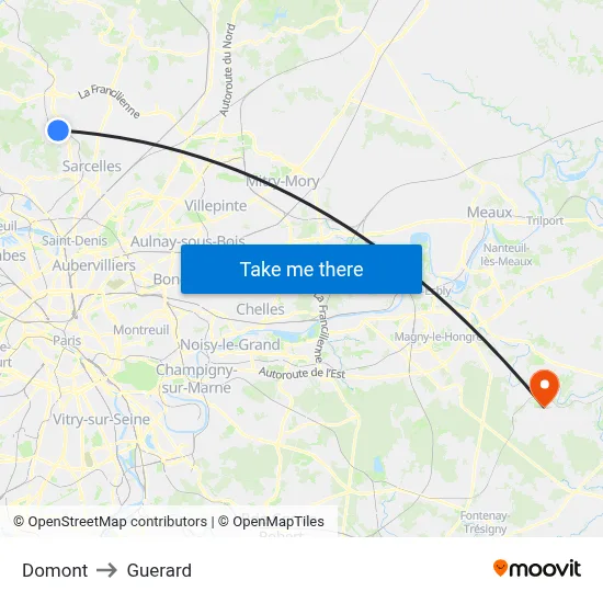 Domont to Guerard map