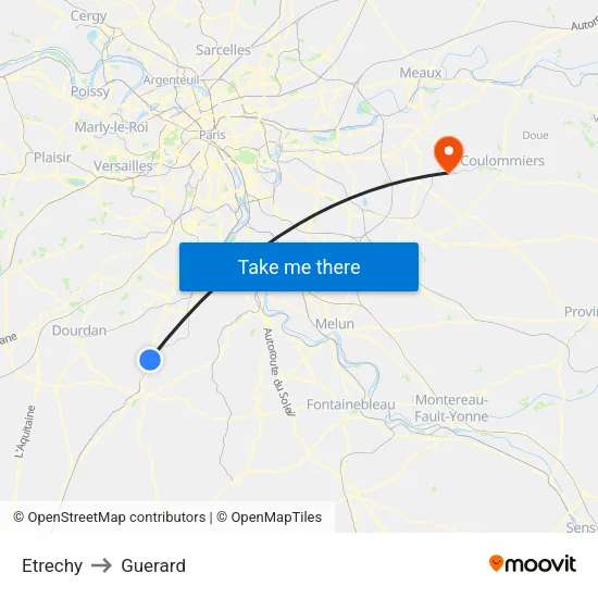 Etrechy to Guerard map