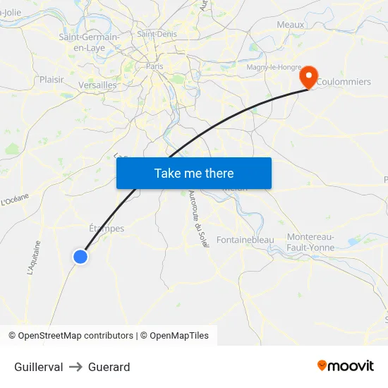Guillerval to Guerard map