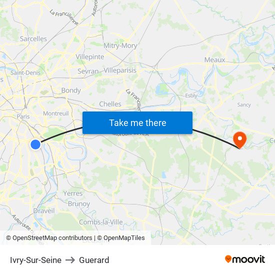 Ivry-Sur-Seine to Guerard map