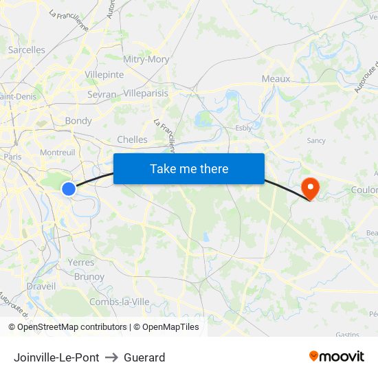 Joinville-Le-Pont to Guerard map