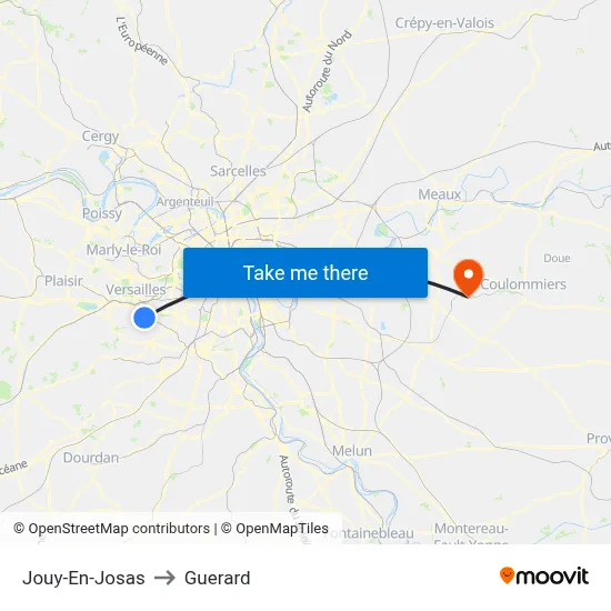 Jouy-En-Josas to Guerard map