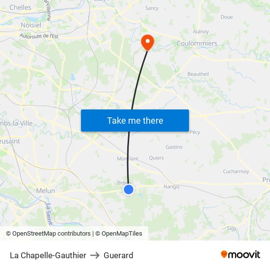 La Chapelle-Gauthier to Guerard map