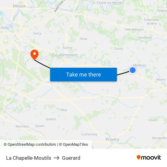 La Chapelle-Moutils to Guerard map