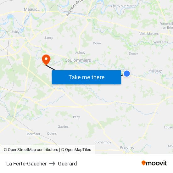 La Ferte-Gaucher to Guerard map