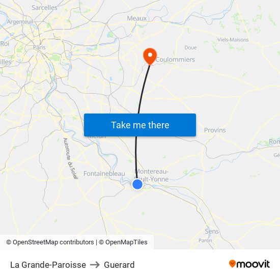La Grande-Paroisse to Guerard map