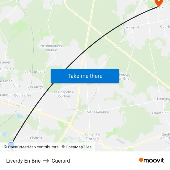 Liverdy-En-Brie to Guerard map