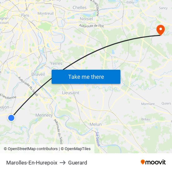 Marolles-En-Hurepoix to Guerard map