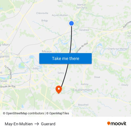 May-En-Multien to Guerard map