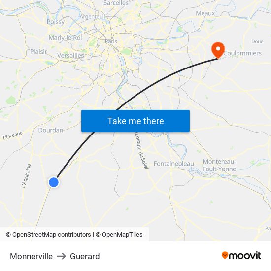 Monnerville to Guerard map