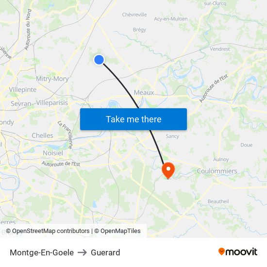 Montge-En-Goele to Guerard map