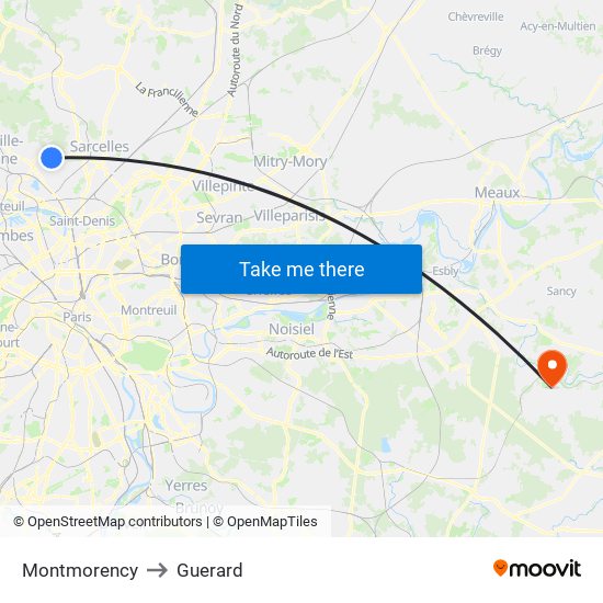 Montmorency to Guerard map