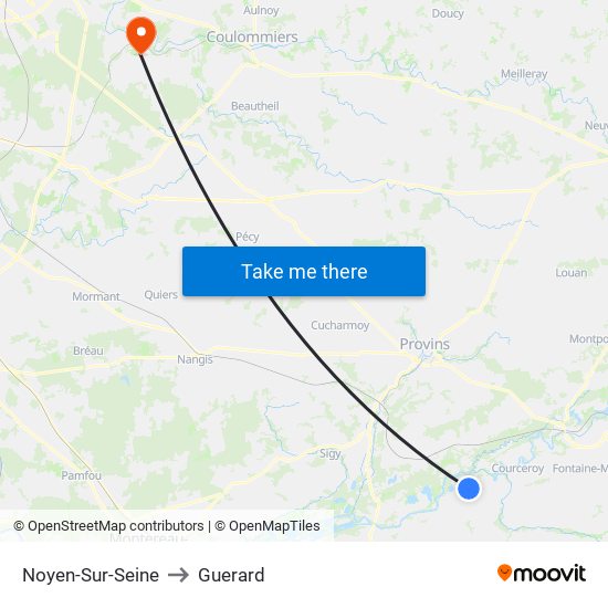 Noyen-Sur-Seine to Guerard map