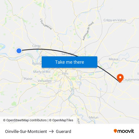Oinville-Sur-Montcient to Guerard map