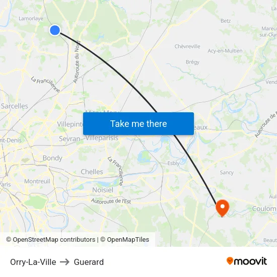 Orry-La-Ville to Guerard map