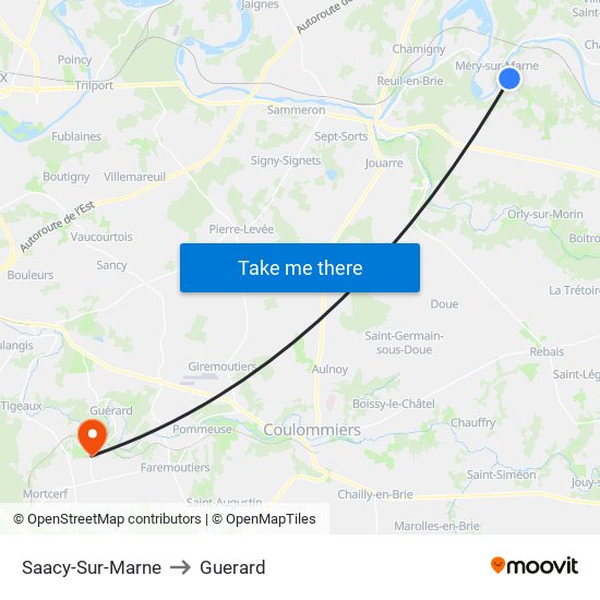Saacy-Sur-Marne to Guerard map