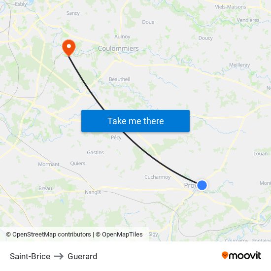 Saint-Brice to Guerard map