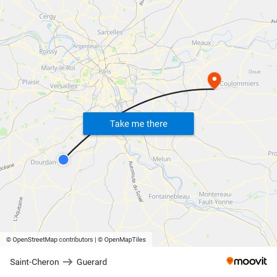 Saint-Cheron to Guerard map