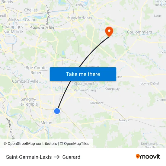 Saint-Germain-Laxis to Guerard map