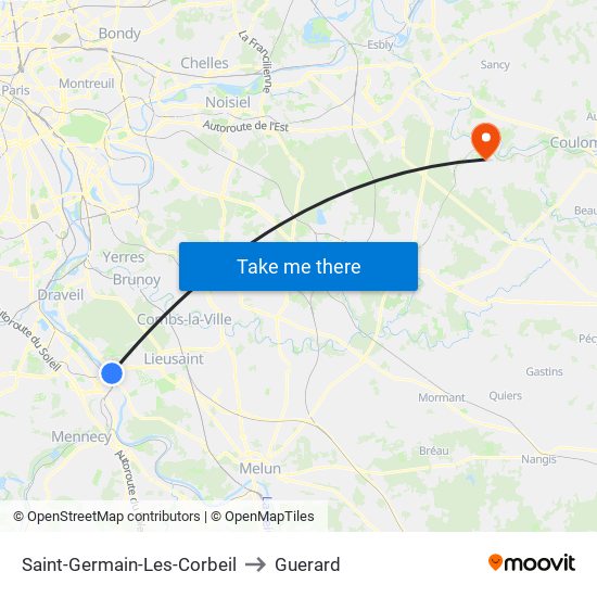 Saint-Germain-Les-Corbeil to Guerard map