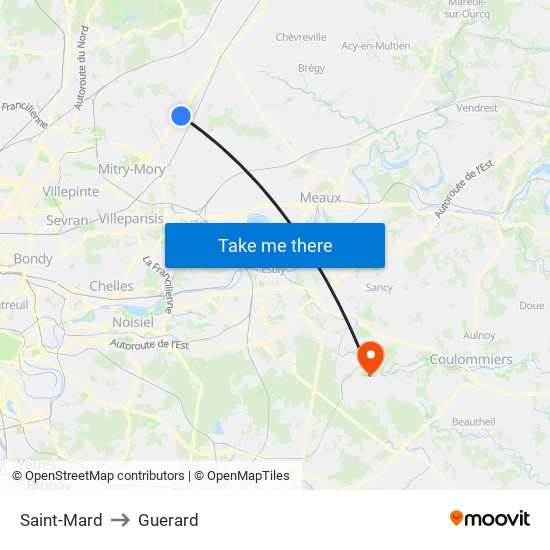 Saint-Mard to Guerard map
