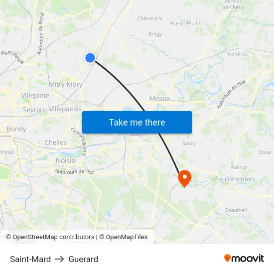Saint-Mard to Guerard map