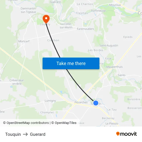 Touquin to Guerard map