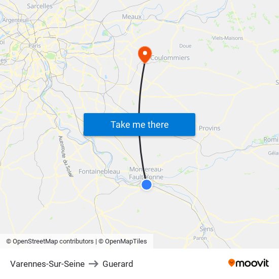 Varennes-Sur-Seine to Guerard map