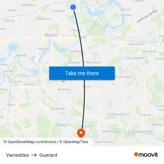 Varreddes to Guerard map