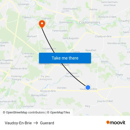 Vaudoy-En-Brie to Guerard map