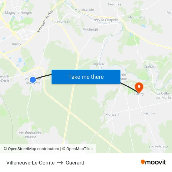 Villeneuve-Le-Comte to Guerard map