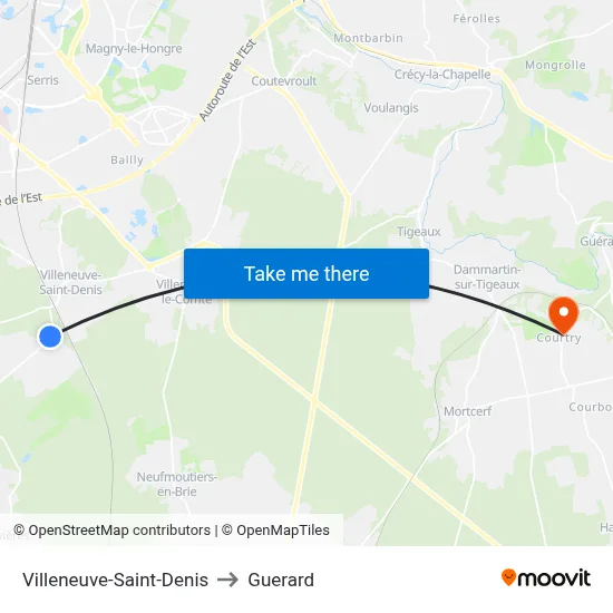 Villeneuve-Saint-Denis to Guerard map