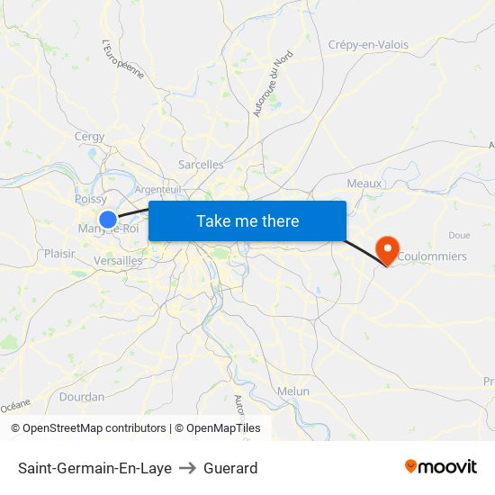 Saint-Germain-En-Laye to Guerard map