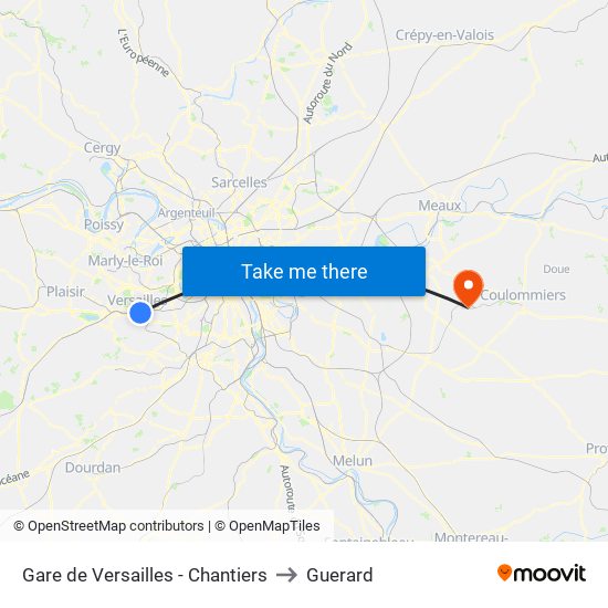 Gare de Versailles - Chantiers to Guerard map