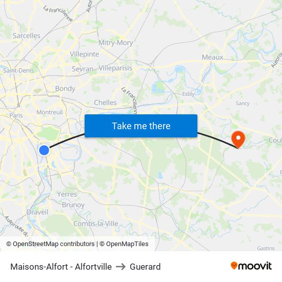 Maisons-Alfort - Alfortville to Guerard map